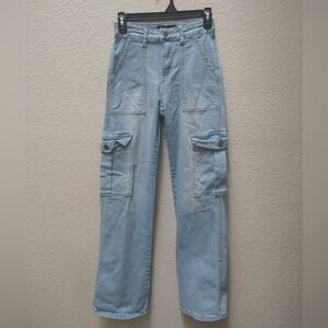 Women's Light Blue Cargo Jeans